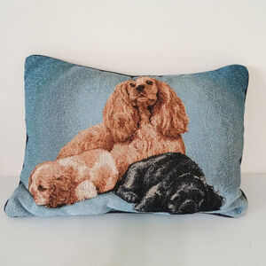 Linda Picken Tapestry Throw Pillow Cocker Spaniel Mother & Puppies 12" X 16"